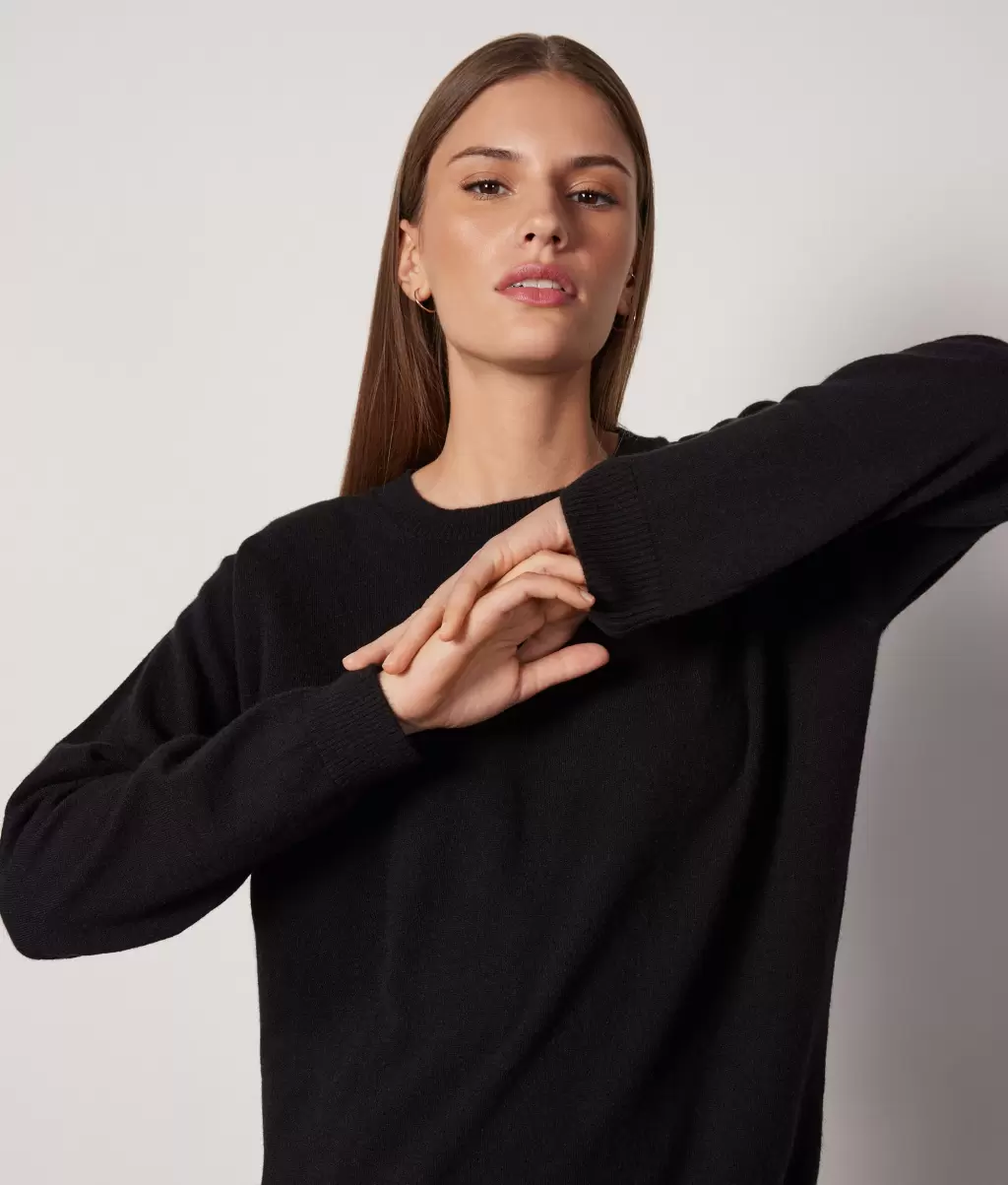 Falconeri Camisola Em Ultrasoft Cashmere Com Decote Em Barco Camisolas Decote Redondo Black Senhora - 3