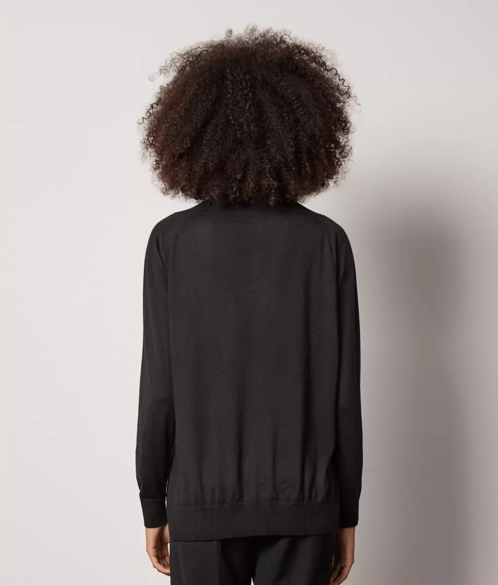 Black Senhora Camisolas Decote Em V Falconeri Camisola Com Decote Em V Em Ultrafine Cashmere - 2