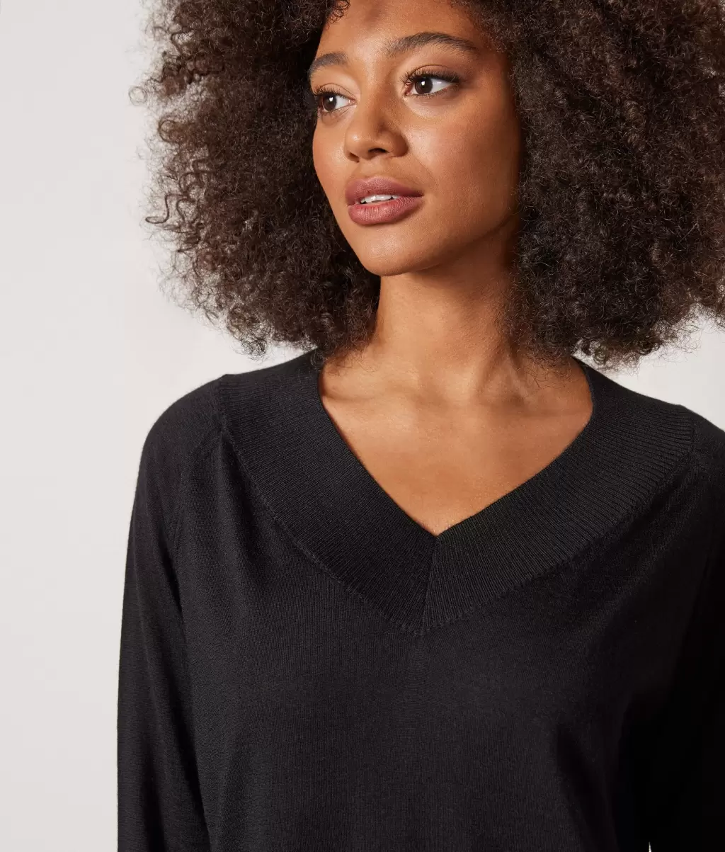 Black Senhora Camisolas Decote Em V Falconeri Camisola Com Decote Em V Em Ultrafine Cashmere - 3