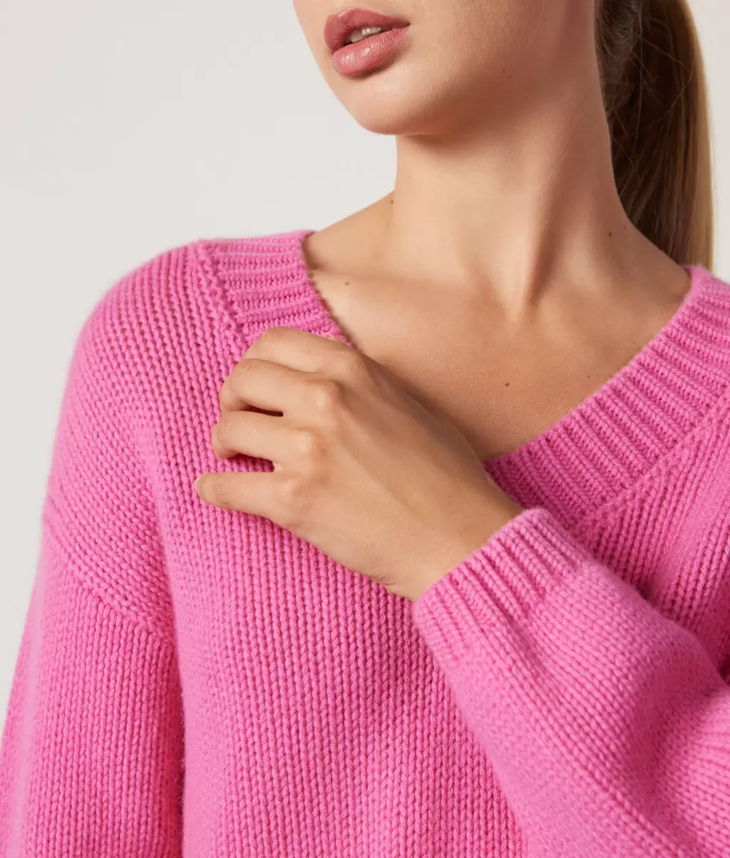 Camisolas Decote Em V Falconeri Pink Camisola Com Decote Em V Em Malha De Ultrasoft Cashmere Senhora - 3