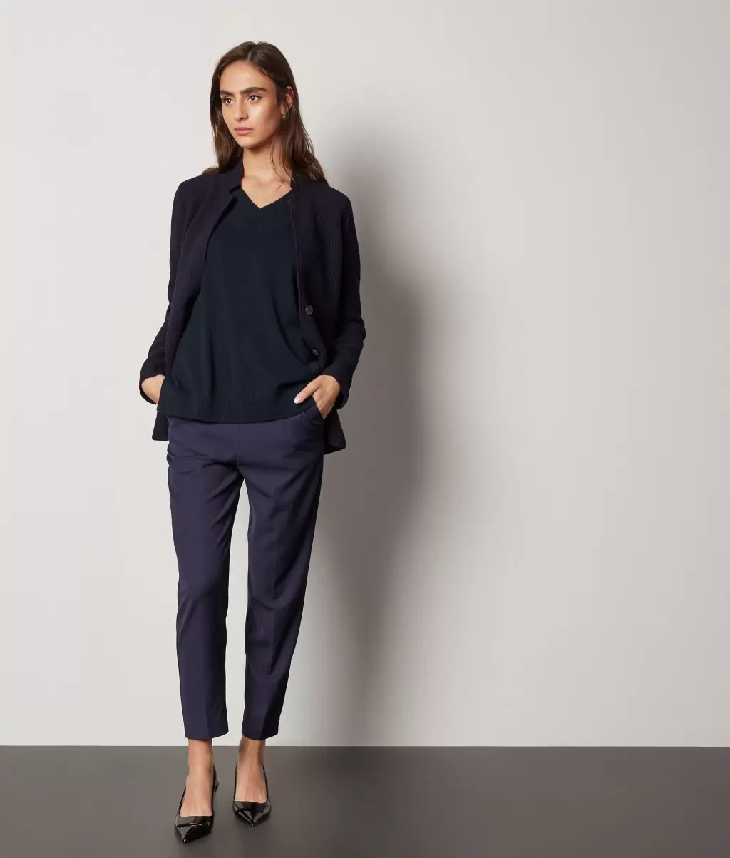 Senhora Blue Falconeri Camisola Oversize Em Ultrasoft Cashmere Com Decote Em V Camisolas Decote Em V