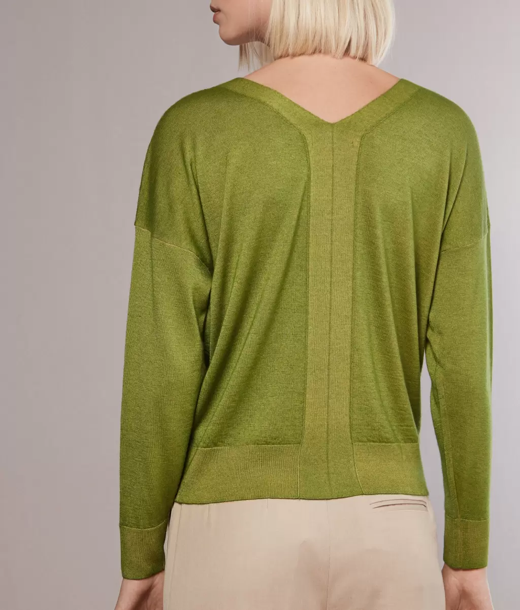 Senhora Green Camisolas Decote Em V Falconeri Camisola Com Decote Em V Em Ultrafine Cashmere - 2