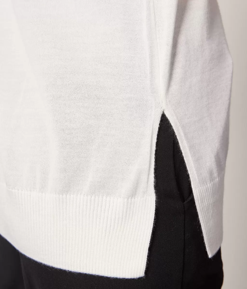Camisola Com Decote Em V Em Ultrafine Cashmere Senhora White Camisolas Decote Em V Falconeri - 3