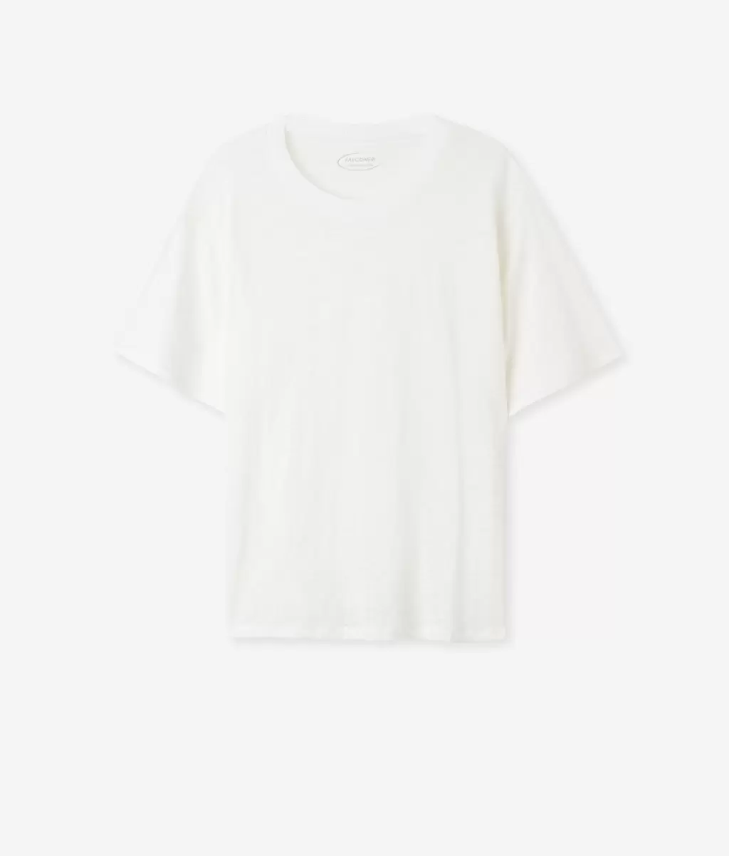 T-Shirt Com Decote Redondo Com Orla De Malha Falconeri White Senhora Tops E T-Shirts - 4