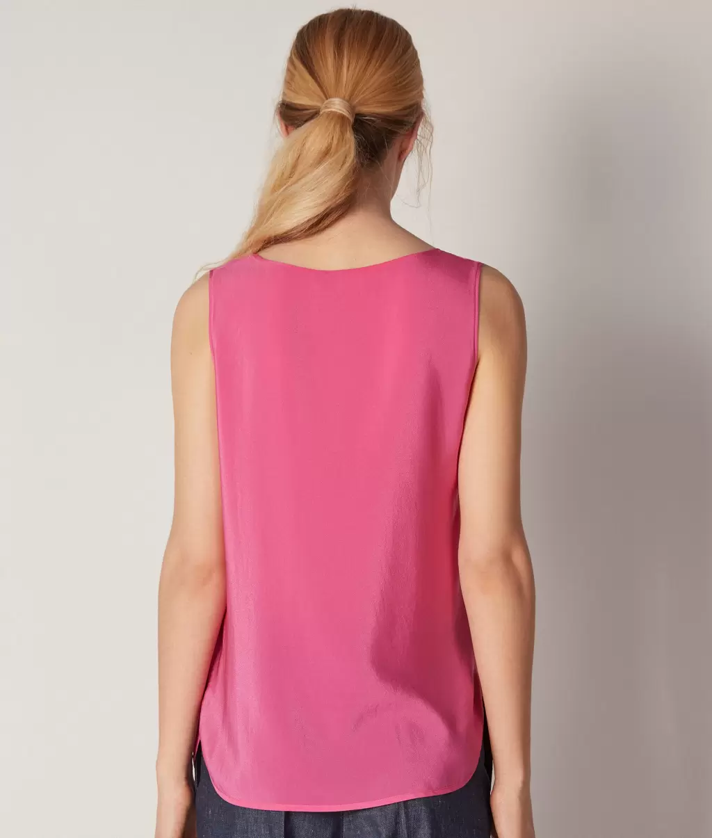 Pink Top Com Decote Largo Em Seda Tops E T-Shirts Falconeri Senhora - 2