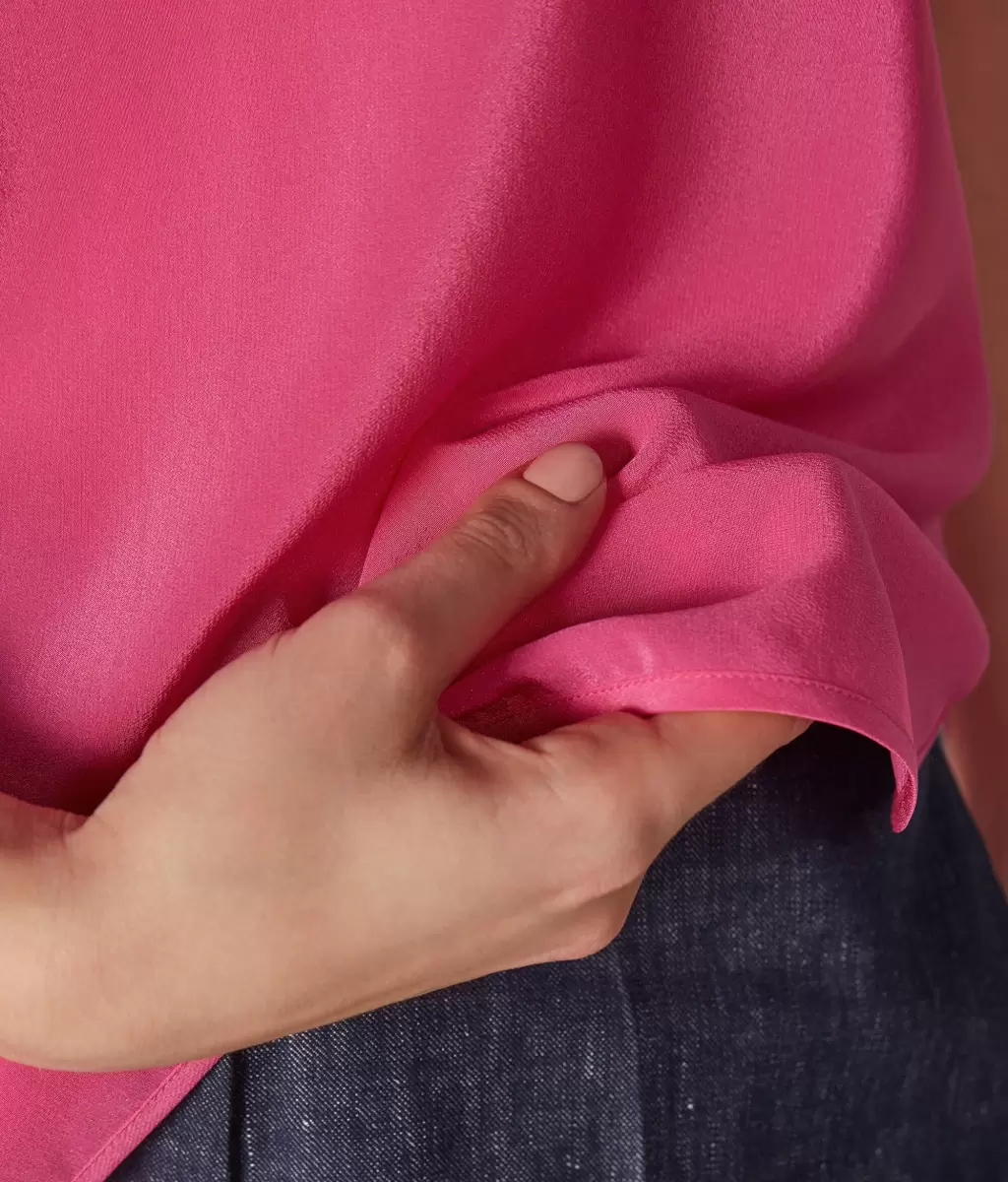 Pink Top Com Decote Largo Em Seda Tops E T-Shirts Falconeri Senhora - 3