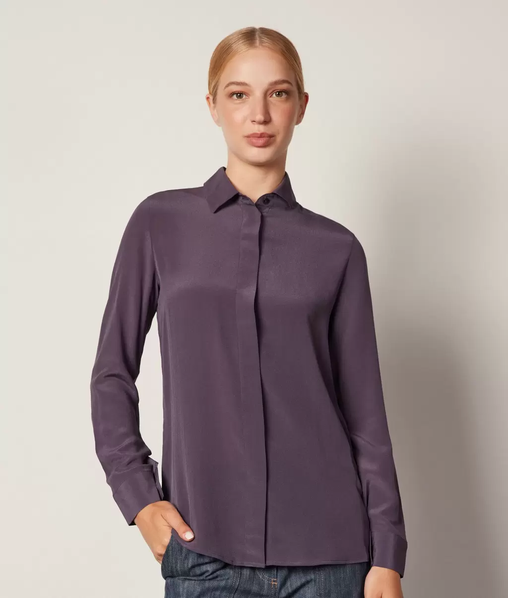 Falconeri Camisas E Blusas Violet Senhora Camisa De Seda Com Colarinho - 1