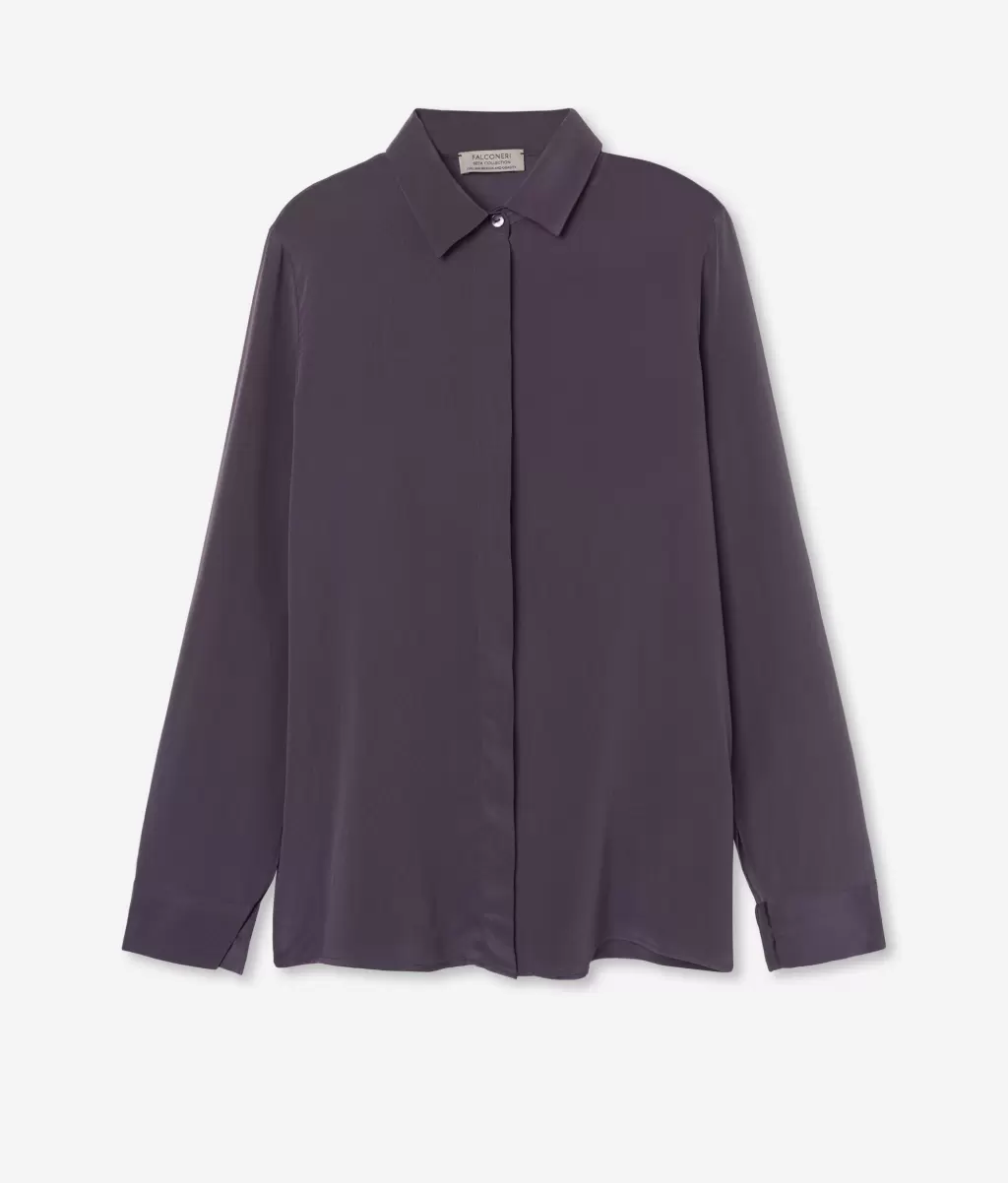 Falconeri Camisas E Blusas Violet Senhora Camisa De Seda Com Colarinho - 4