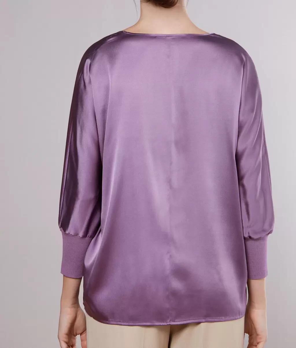 Senhora Camisas E Blusas Falconeri Blusa Com Decote Em V Em Seda Violet - 2