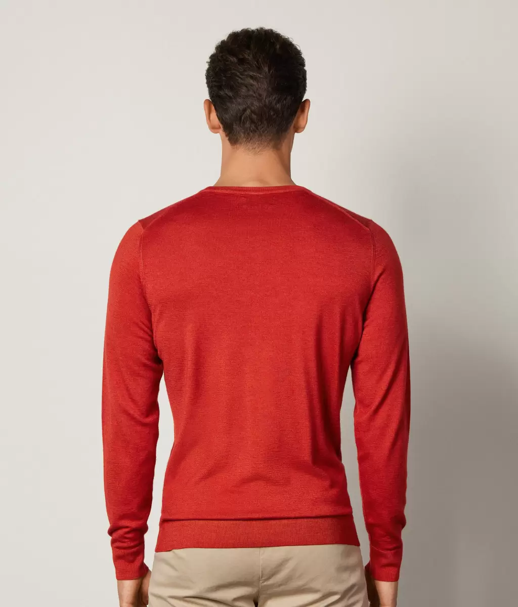 Camisola Com Decote Redondo Em Ultrafine Cashmere Camisolas Decote Redondo Falconeri Homem Red - 2
