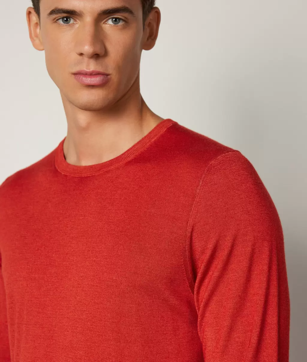 Camisola Com Decote Redondo Em Ultrafine Cashmere Camisolas Decote Redondo Falconeri Homem Red - 3