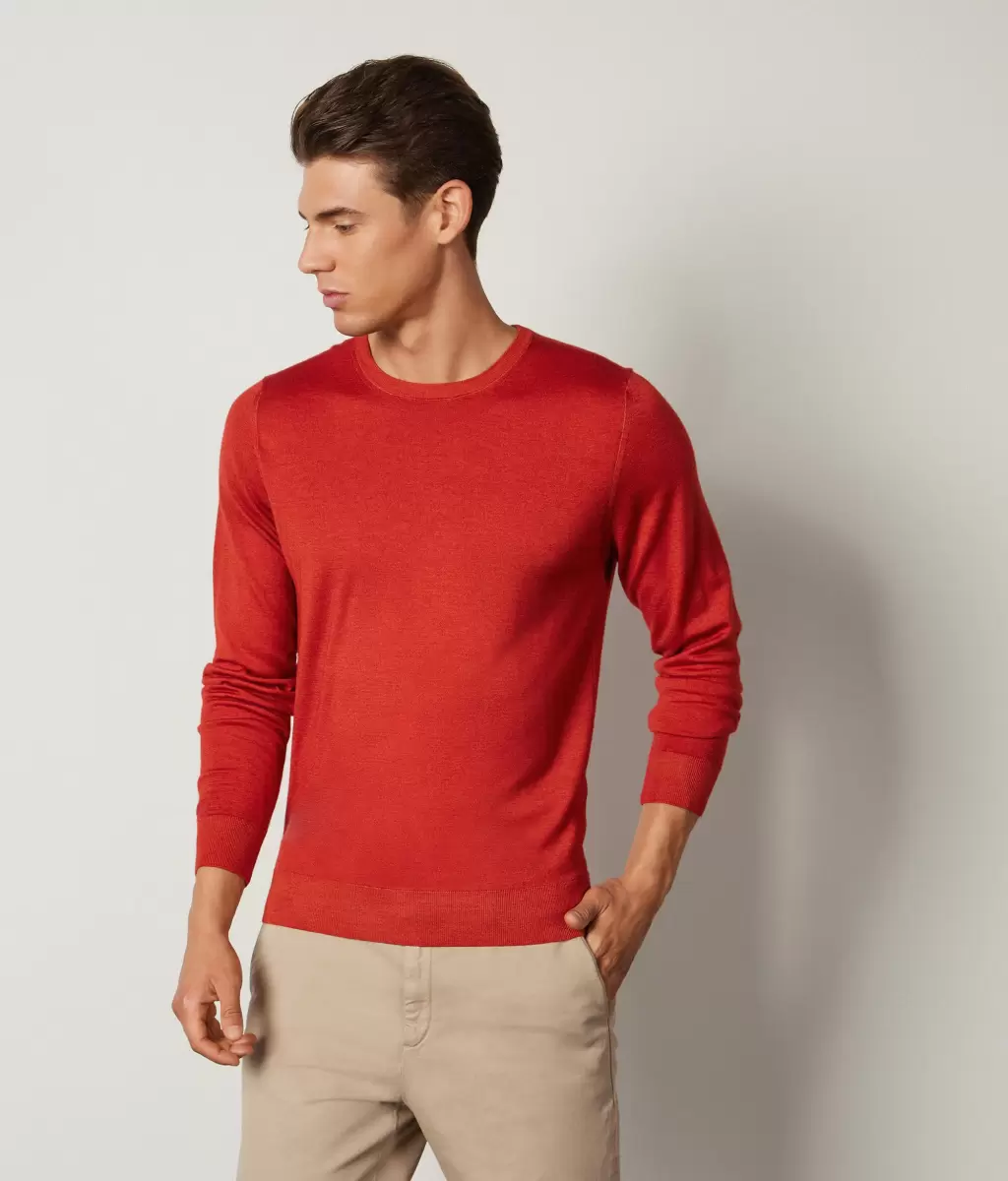 Camisola Com Decote Redondo Em Ultrafine Cashmere Camisolas Decote Redondo Falconeri Homem Red