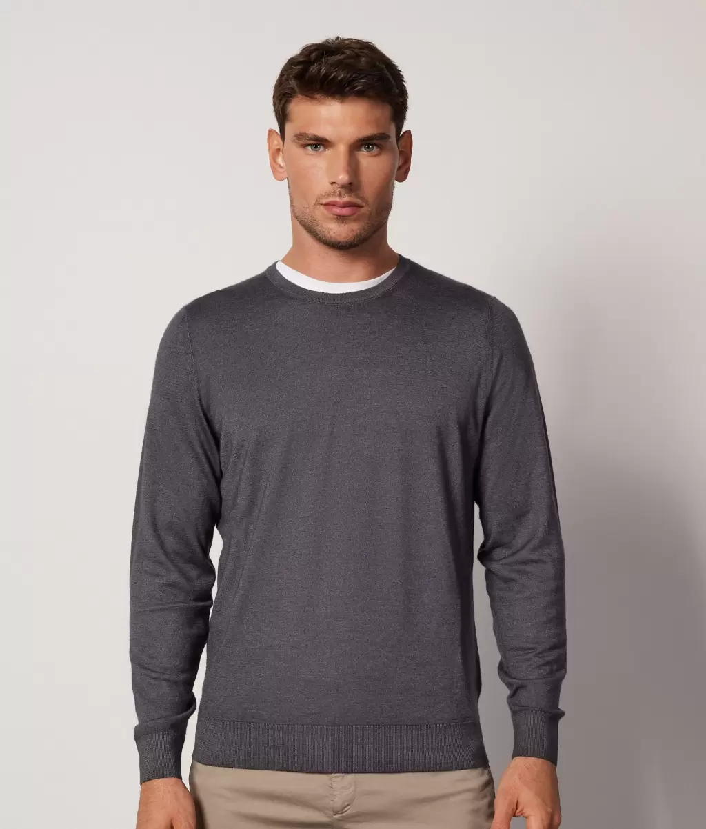 Camisolas Decote Redondo Grey Homem Camisola Com Decote Redondo Em Ultrafine Cashmere Falconeri - 1