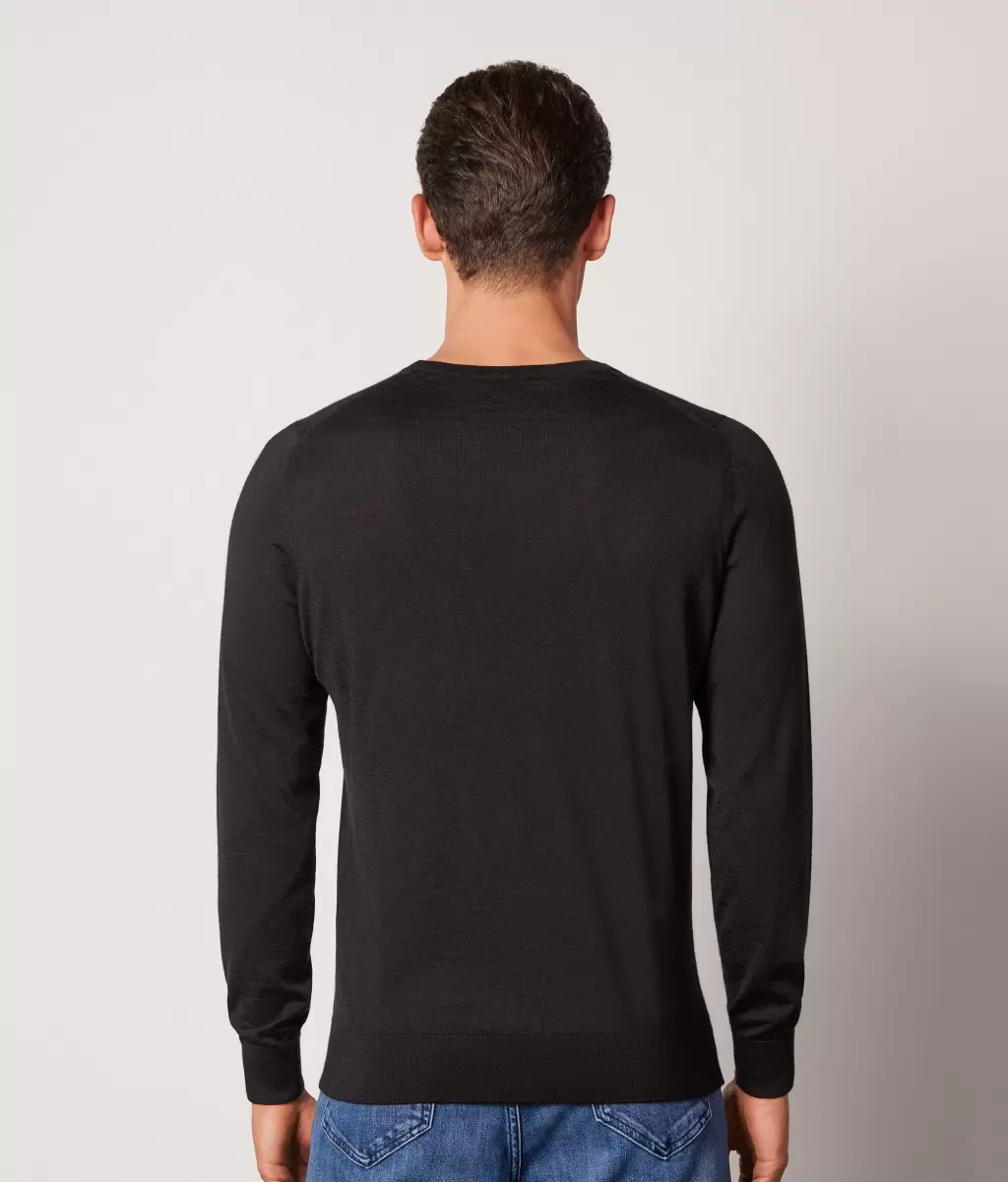 Black Camisola Com Decote Redondo Em Ultrafine Cashmere Homem Camisolas Decote Redondo Falconeri - 2
