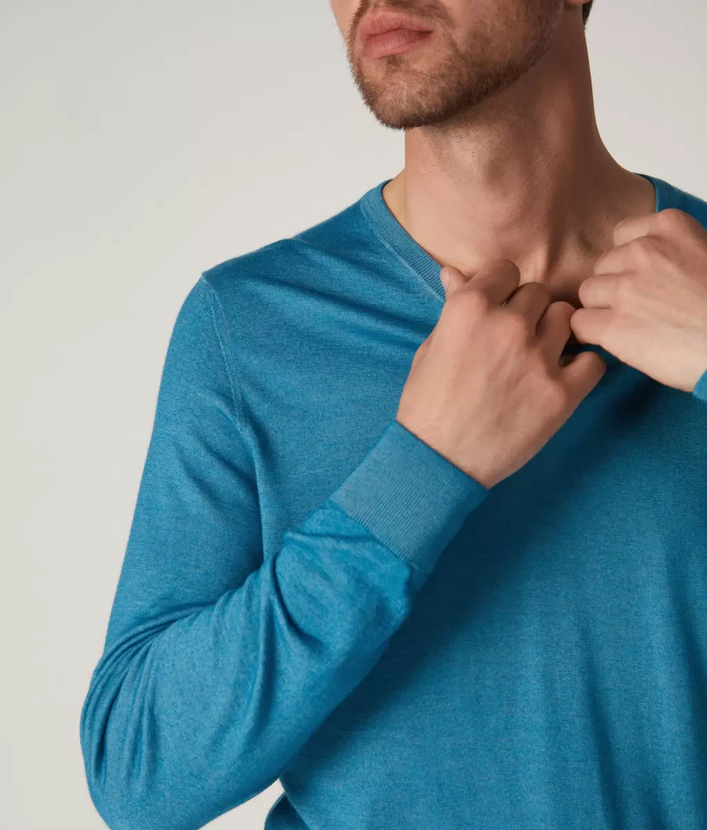 Blue Camisola Com Decote Em V Em Ultrafine Cashmere Homem Camisolas Decote Em V Falconeri - 3