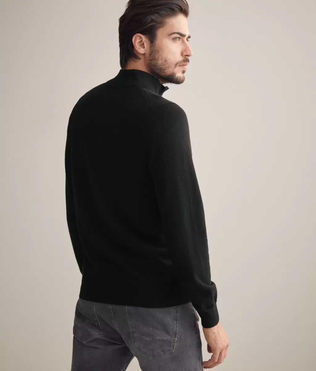 Black Falconeri Camisolas Decote Em V Homem Camisola Gola Alta Meio Fecho Em Ultrasoft Cashmere - 2