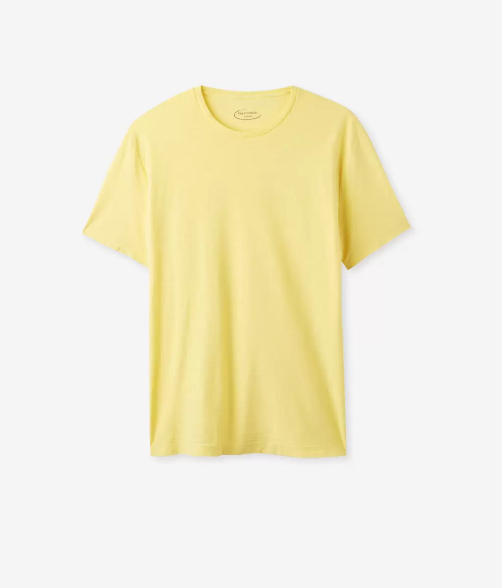 Falconeri Yellow Homem T-Shirts E Polos T-Shirt Em Algodão Twist - 4