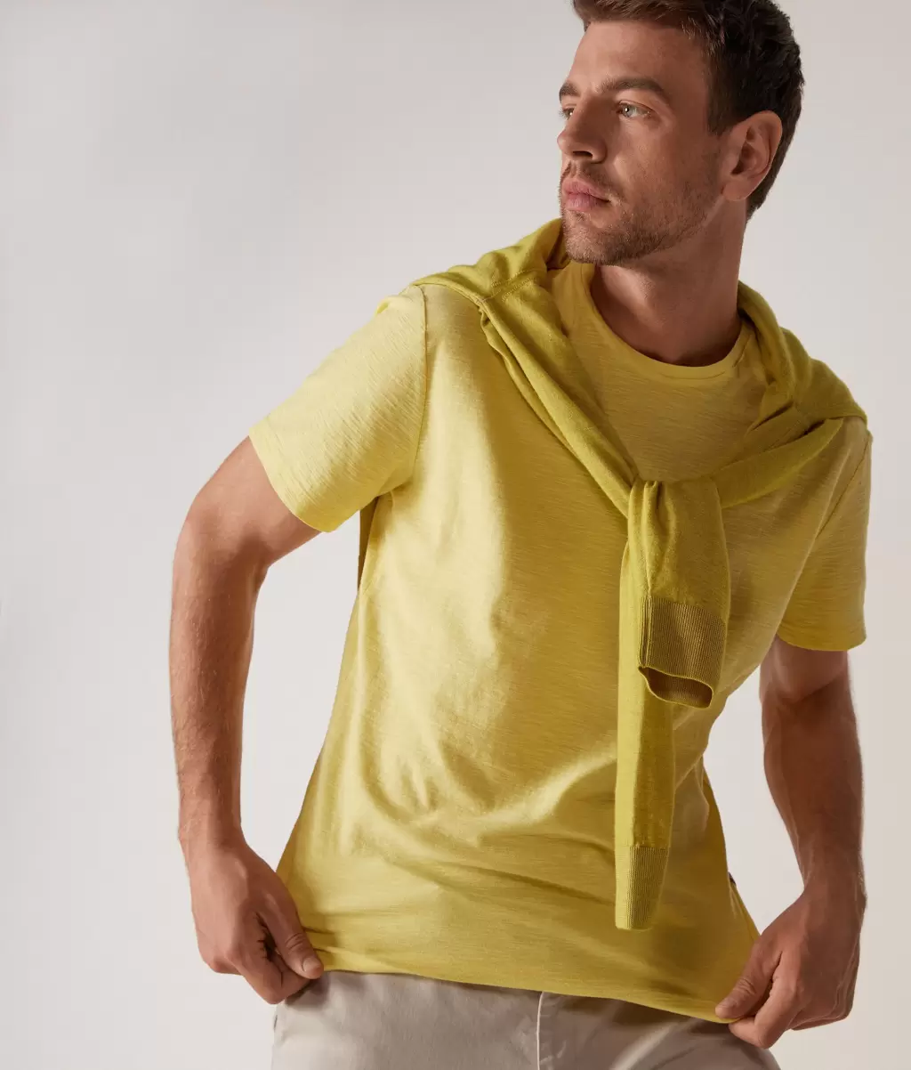 Falconeri Yellow Homem T-Shirts E Polos T-Shirt Em Algodão Twist