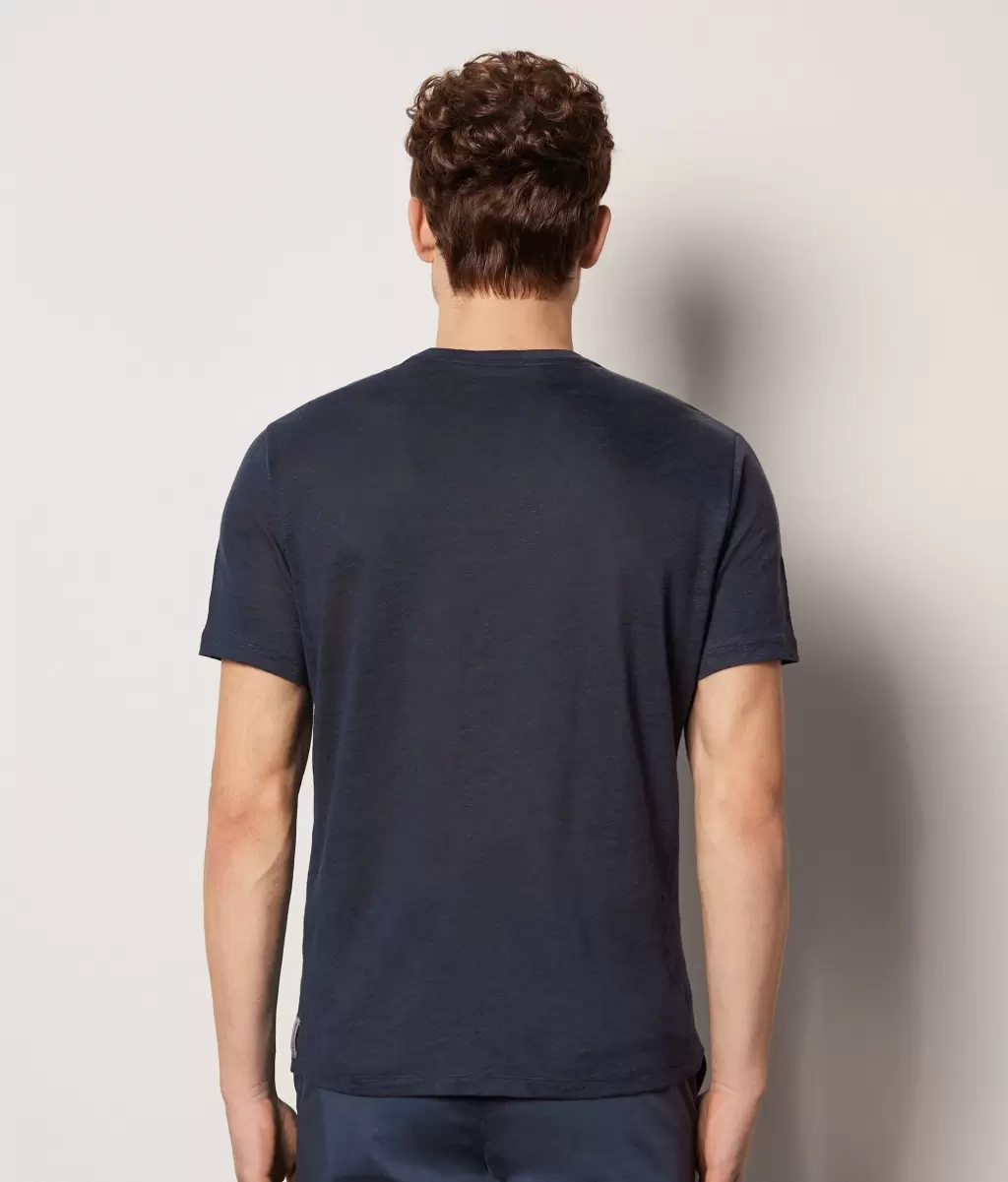 T-Shirt De Linho Homem T-Shirts E Polos Blue Falconeri - 2