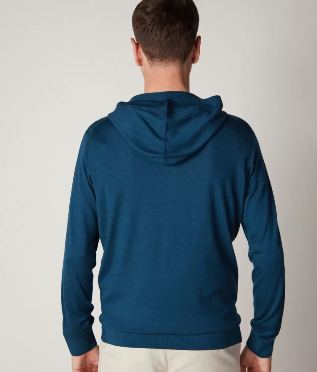 Homem Blue Sweatshirt Com Capuz Em Ultrafine Cashmere Cardigans Falconeri - 2