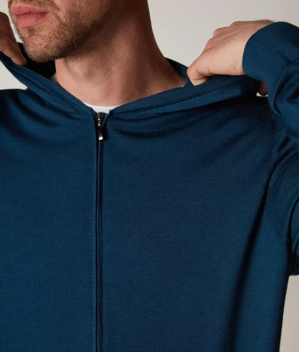 Homem Blue Sweatshirt Com Capuz Em Ultrafine Cashmere Cardigans Falconeri - 3