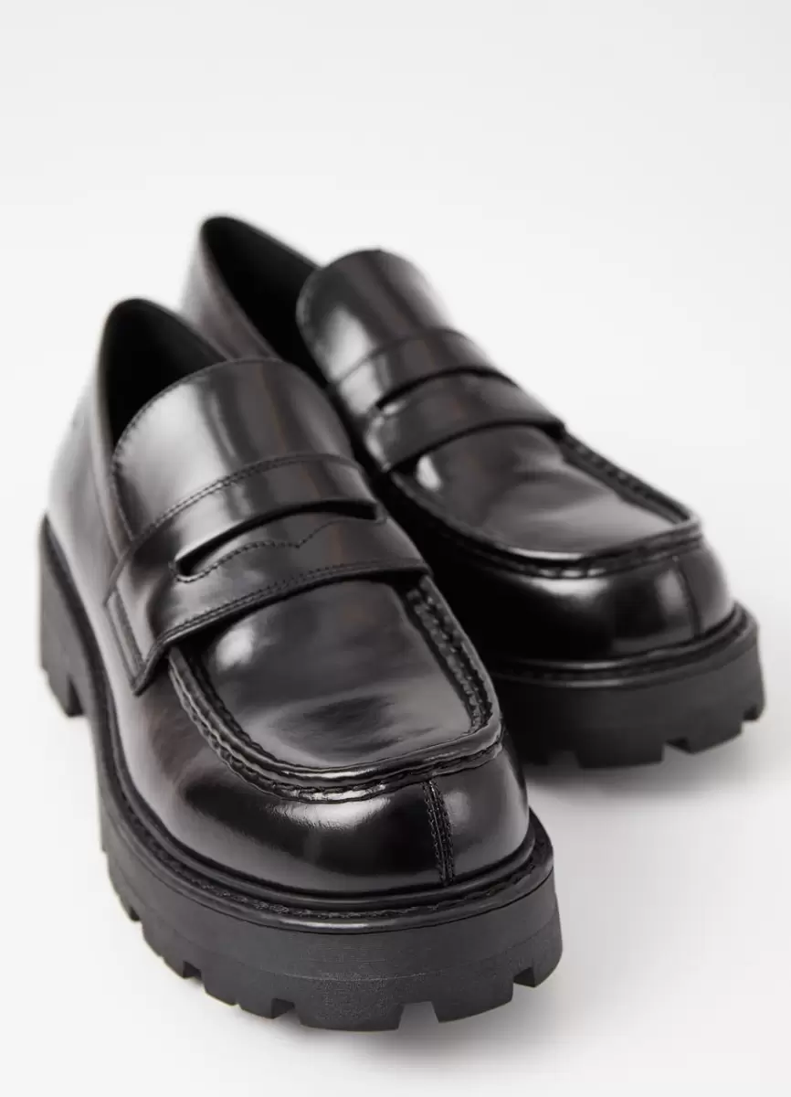 Loafers Vagabond Black Polished Leather Cosmo 2.0 Loafer Mulher Novo Produto