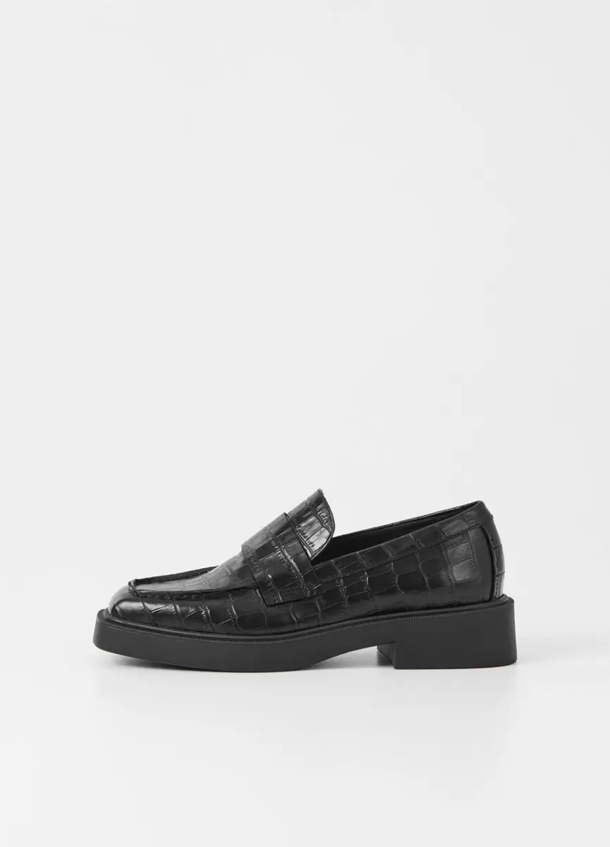 Vagabond Jillian Loafer Loafers Elegante Mulher Black Croc Embossed Leather - 1