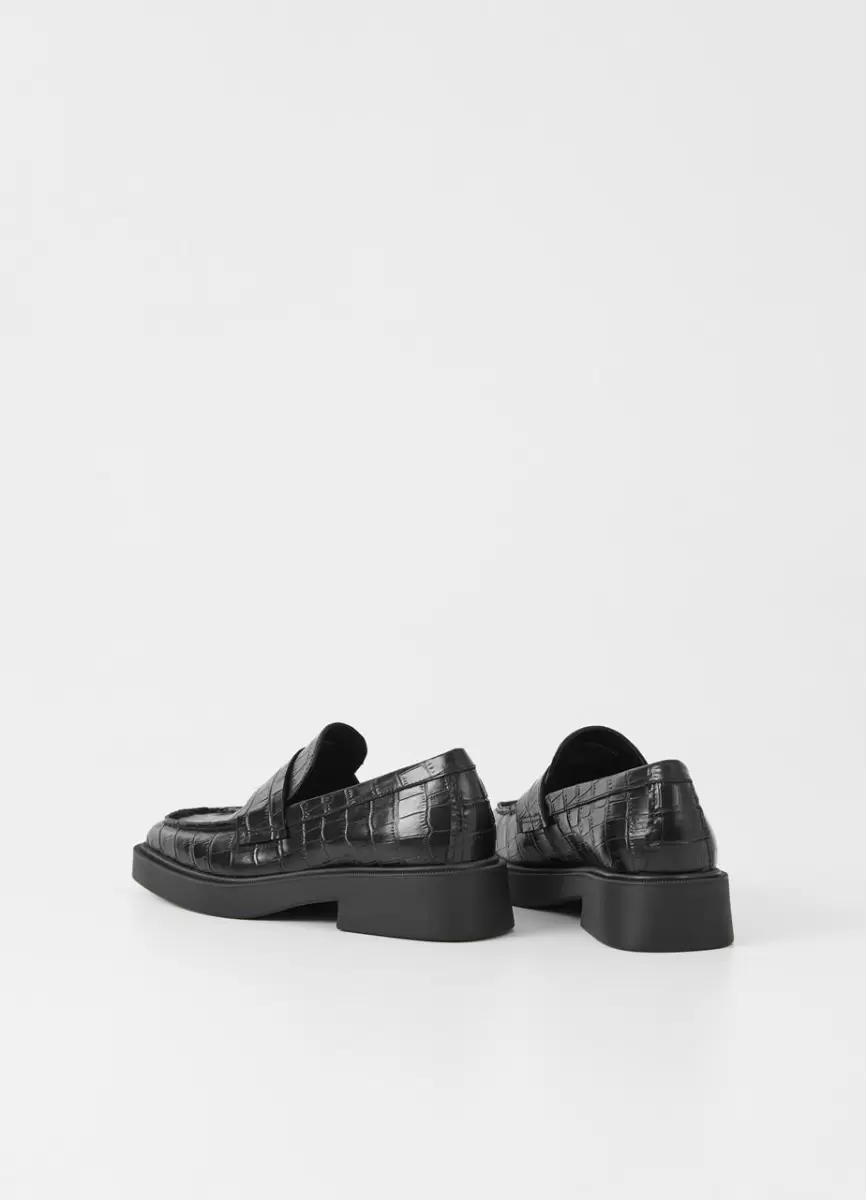 Vagabond Jillian Loafer Loafers Elegante Mulher Black Croc Embossed Leather - 3