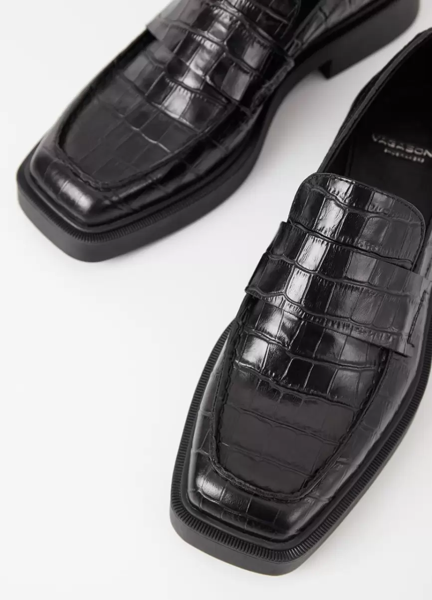 Vagabond Jillian Loafer Loafers Elegante Mulher Black Croc Embossed Leather - 4