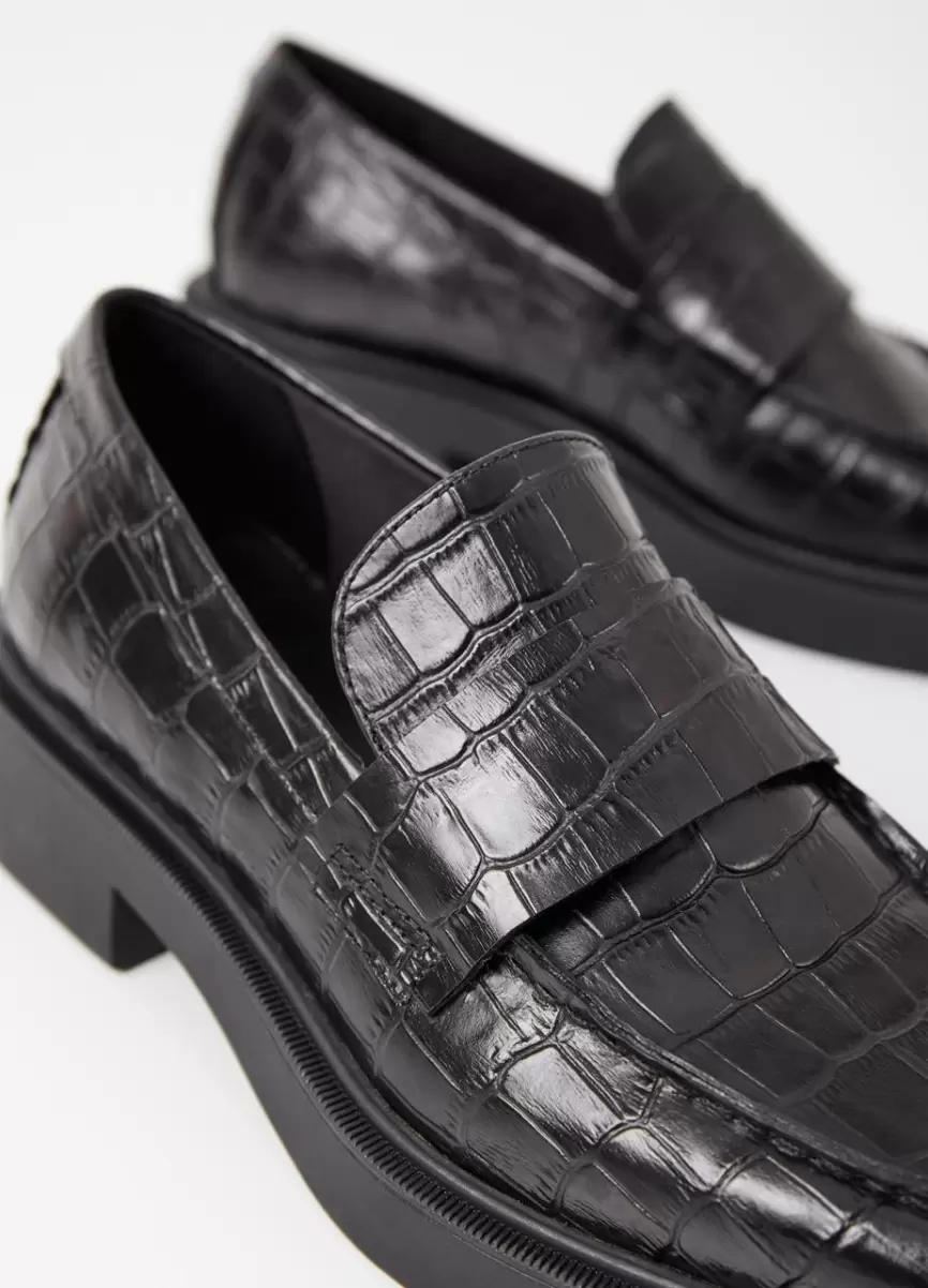 Vagabond Jillian Loafer Loafers Elegante Mulher Black Croc Embossed Leather