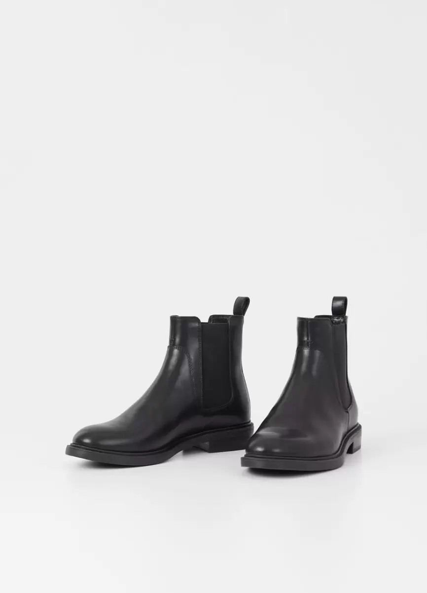 Black Leather Amina Boots Botas Preço Competitivo Mulher Vagabond