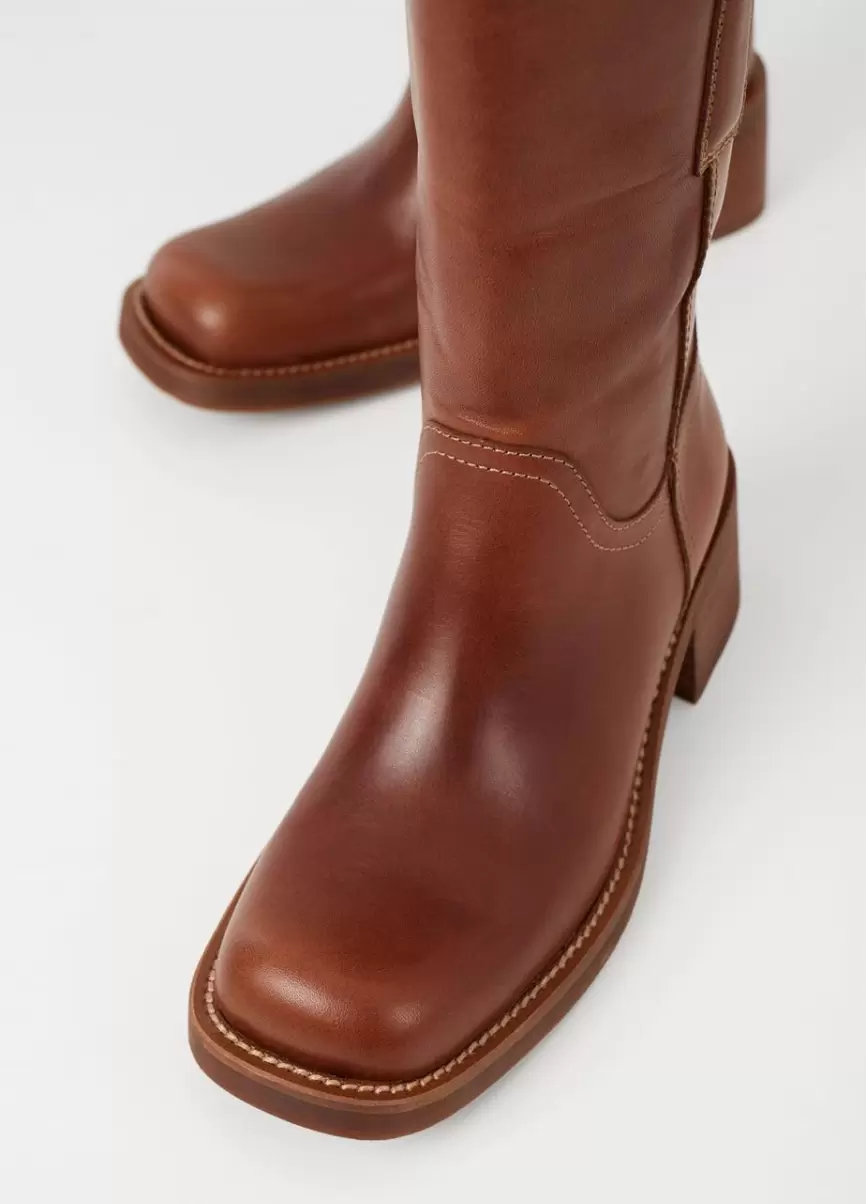 Mulher Vagabond Botas Nour Boots Brown Leather Clássico - 4