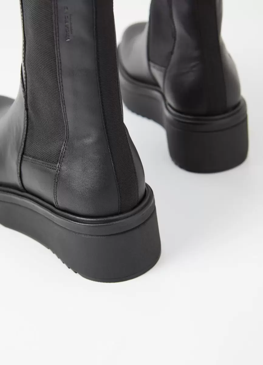Botas Black Leather Vagabond Padrão Mulher Tara Boots