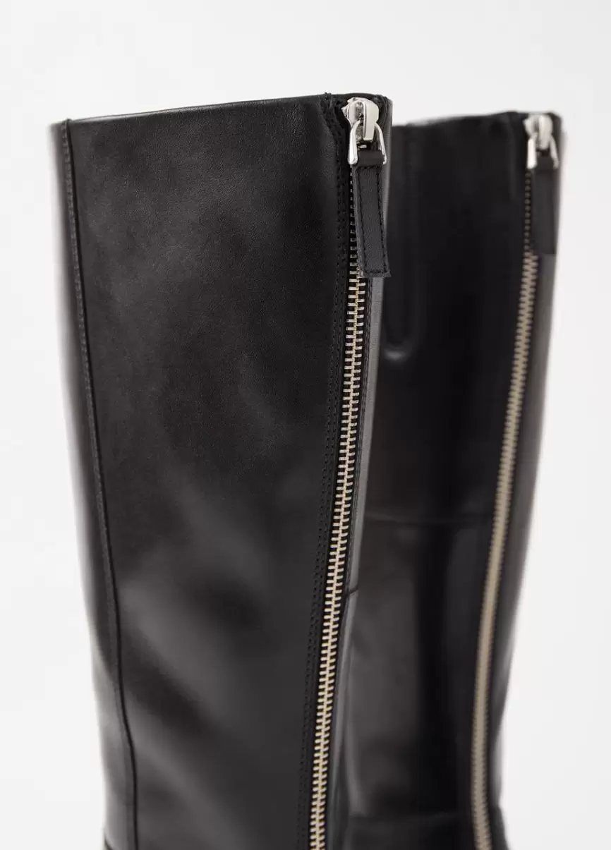 Botas Black Leather Kenova Tall Boots Moda Mulher Vagabond