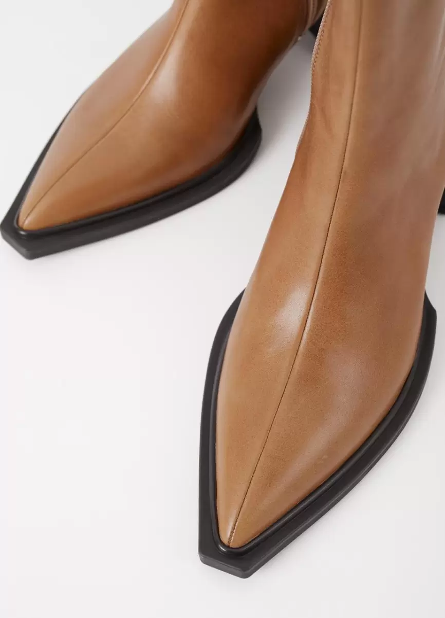 Light Brown Leather Vagabond Botas Mulher Tendência Vivian Boots - 3