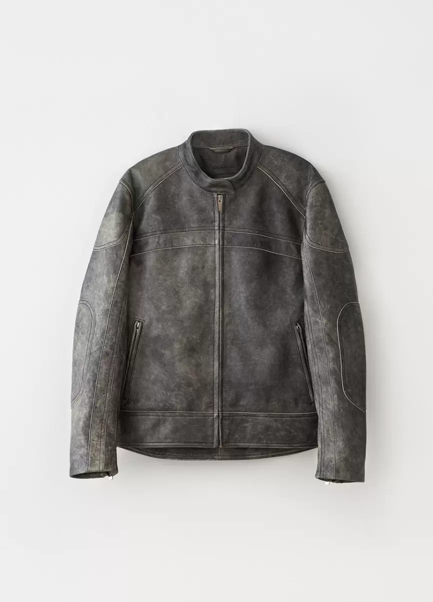 The Moto Jacket Mulher Integridade Vagabond Moto Jacket Dark Grey Texture Leather - 1