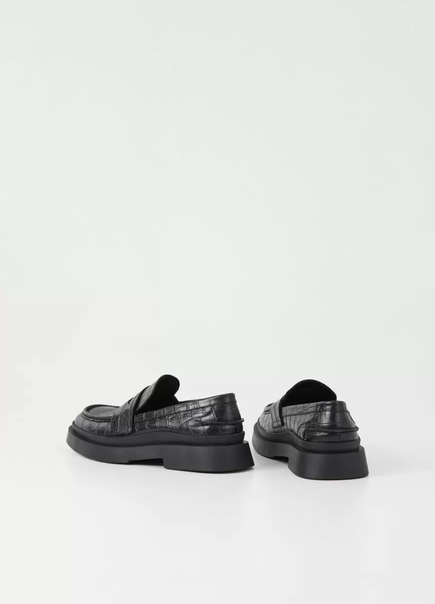 Vagabond Mike Loafer Homem Loafers Produtos Recomendados Black Croc Embossed Leather - 3