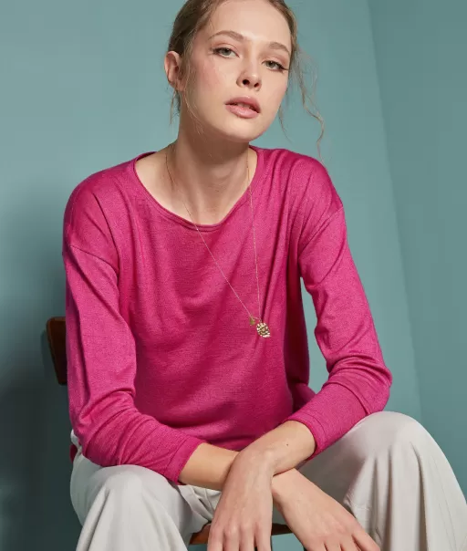 Falconeri Senhora Pink Camisola Com Decote Em Barco Em Ultrafine Cashmere Camisolas Decote Redondo