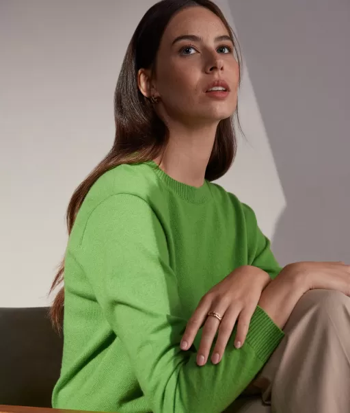 Camisolas Decote Redondo Falconeri Senhora Camisola Em Ultrasoft Cashmere Com Decote Em Barco Green