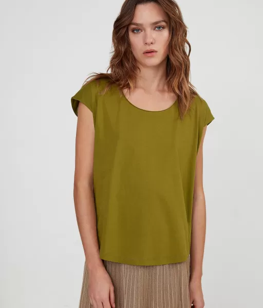 Senhora Green Falconeri T-Shirt Em Algodão Tops E T-Shirts