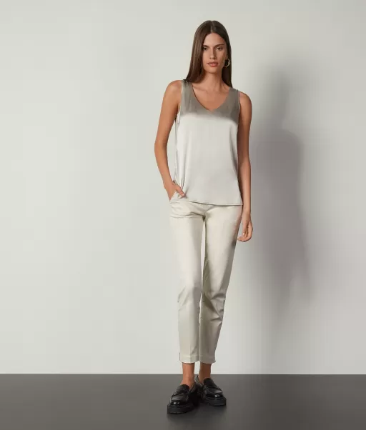 Falconeri Tops E T-Shirts Top Com Decote Em V Em Seda White Senhora