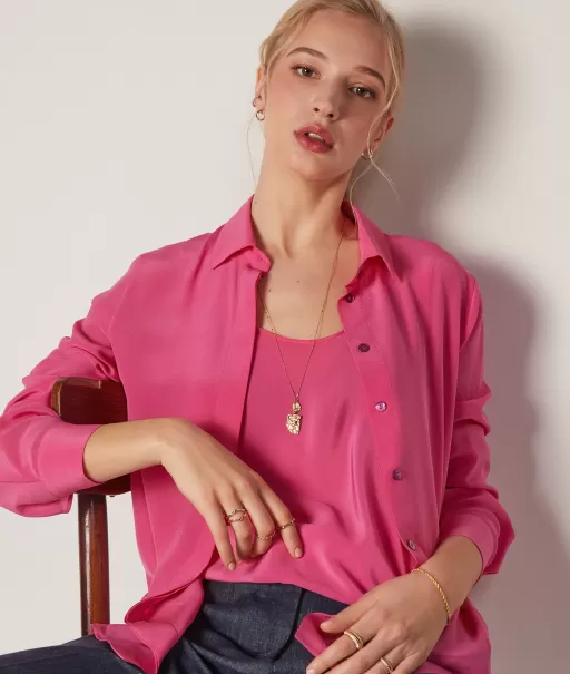 Falconeri Camisa De Seda Com Colarinho Pink Senhora Camisas E Blusas