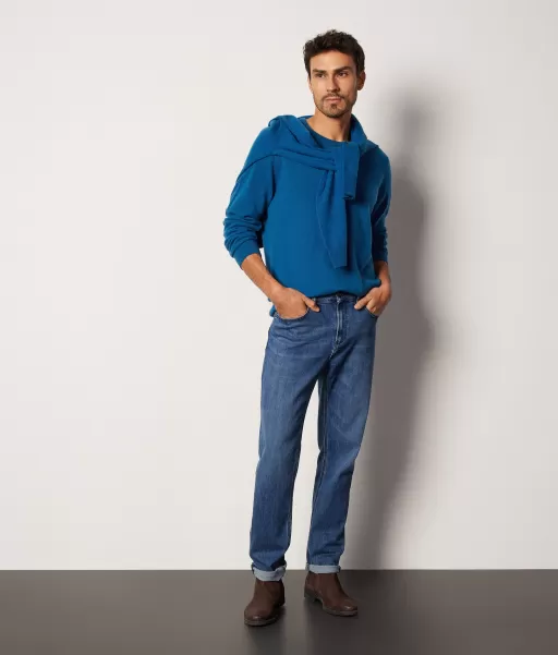 Camisola Com Decote Redondo Em Ultrasoft Cashmere Falconeri Homem Blue Camisolas Decote Redondo