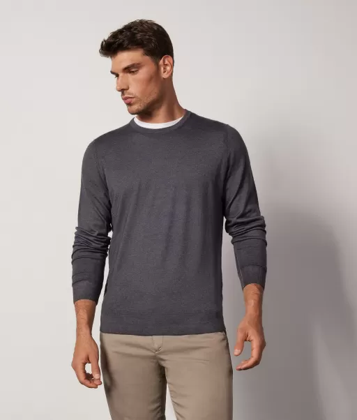 Camisolas Decote Redondo Grey Homem Camisola Com Decote Redondo Em Ultrafine Cashmere Falconeri