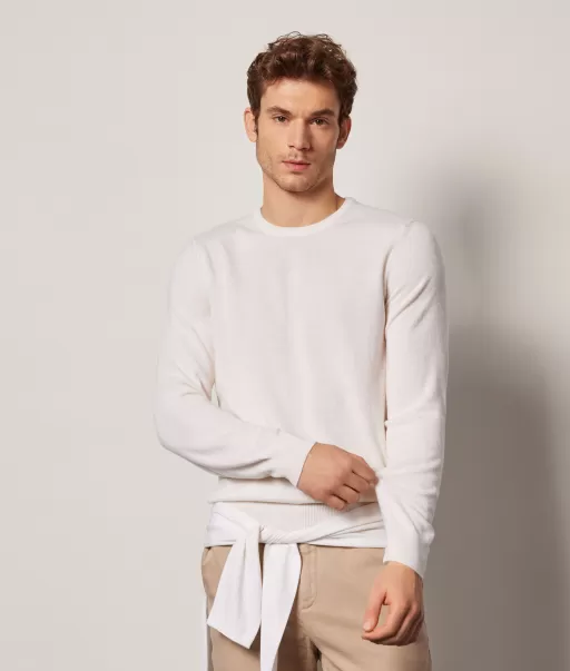 Falconeri Camisolas Decote Redondo Camisola Com Decote Redondo Em Ultrasoft Cashmere White Homem