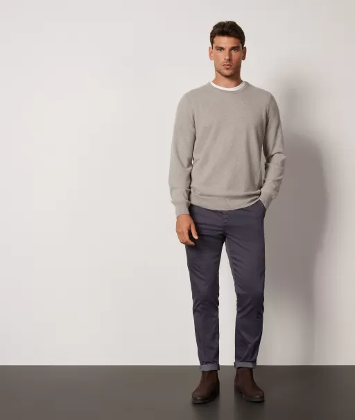 Grey Camisolas Decote Redondo Falconeri Camisola Com Decote Redondo Em Ultrasoft Cashmere Homem