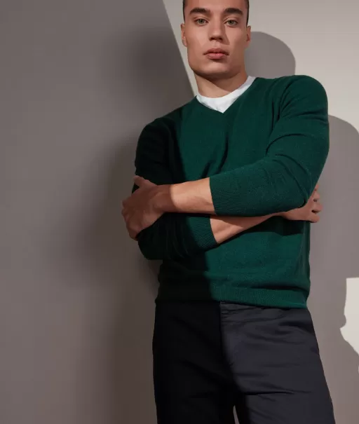 Camisolas Decote Em V Falconeri Green Homem Camisola Com Decote V Em Ultrasoft Cashmere