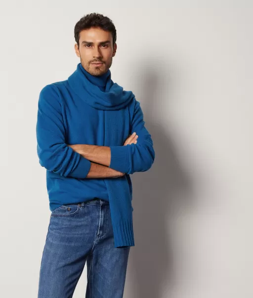 Blue Camisola De Gola Alta Em Ultrasoft Cashmere Homem Camisolas Gola Alta Falconeri