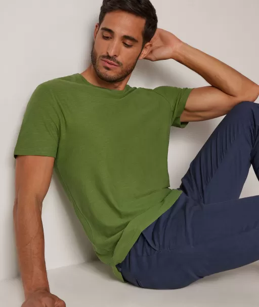 T-Shirts E Polos Green Homem T-Shirt Em Algodão Twist Falconeri