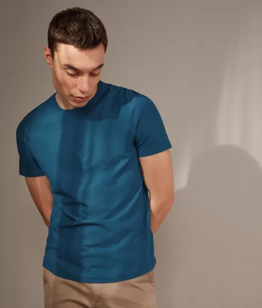 Homem T-Shirts E Polos T-Shirt Em Algodão Twist Blue Falconeri